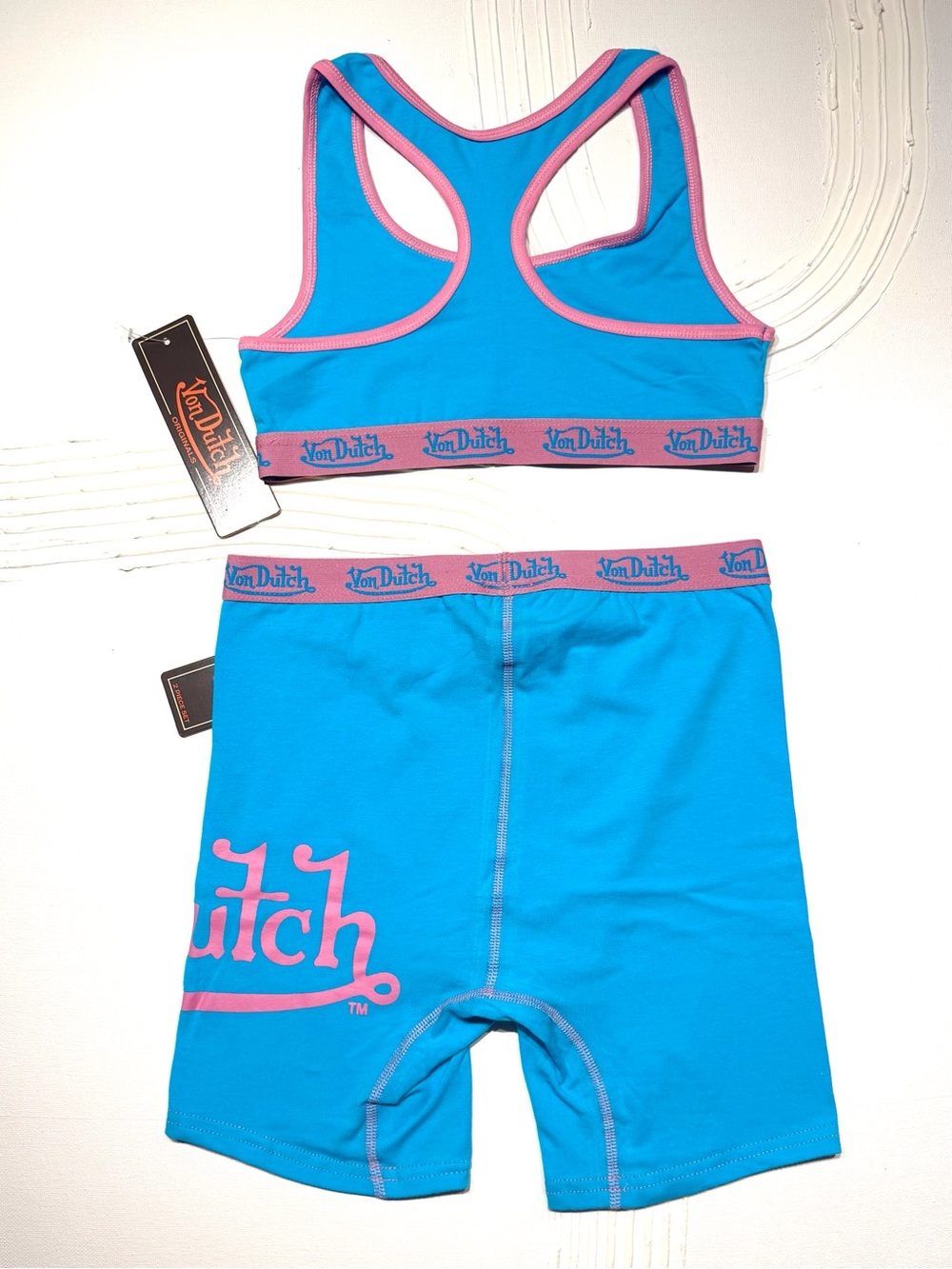 Von Dutch Blue and Pink Active or Leisure Two-Piece Set XS - Picture 2 of 3